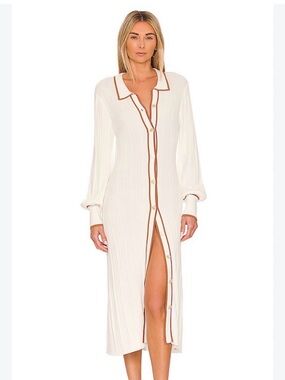 Sancia Amalie Knit Cream Ribbed Long Sleeve Sweater Dress | S